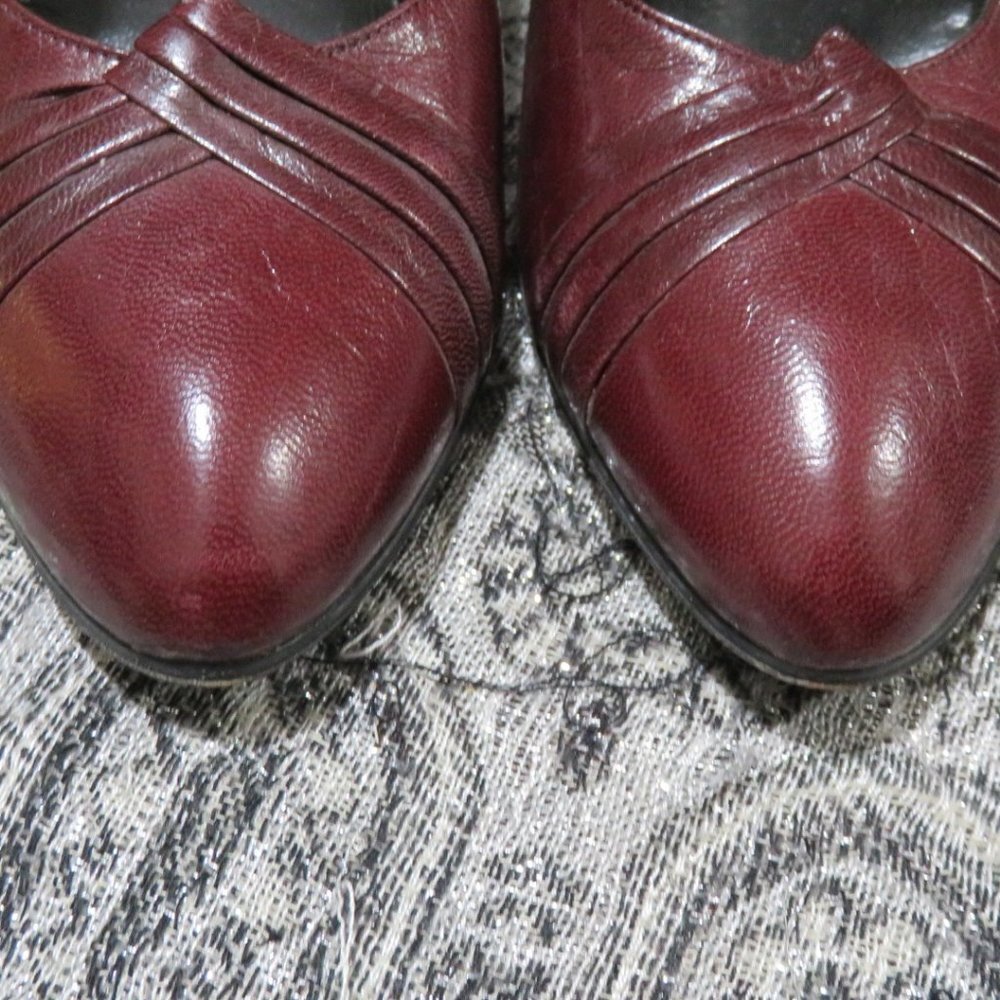 BOGO Anne Klein Italian leather burgundy maroon pumps heels dress shoes size 7.5 - Picture 2 of 14